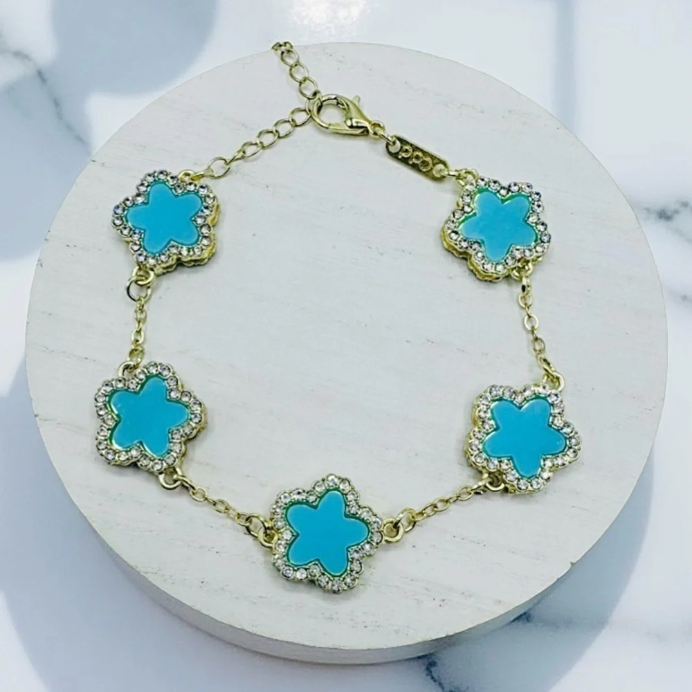 Camille Flower Bracelet in Blue